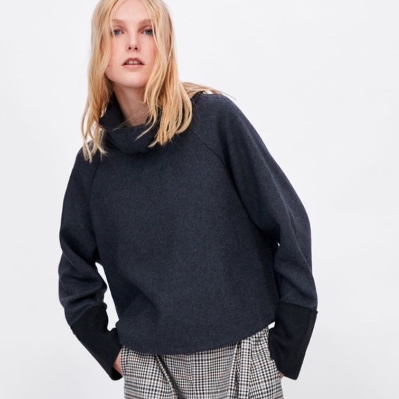 New! High Collar Zara Wool Fashion Top, Size S - Picture 2 of 8